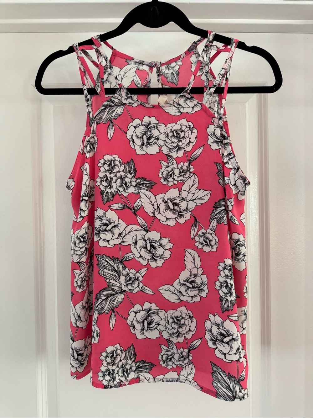 Tropical Pink Floral Halter Tank Top